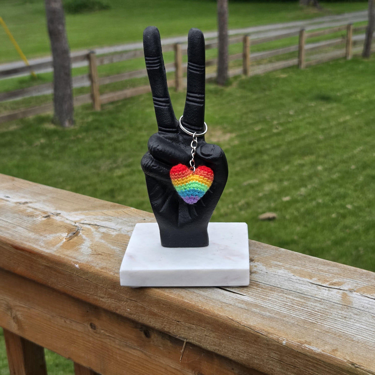 Crochet Mini Rainbow/LGBTQ Pride Heart Keychain