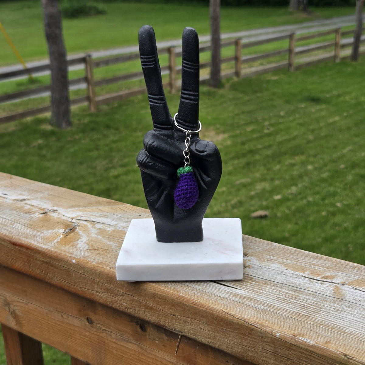 Crochet Mini Eggplant Keychain