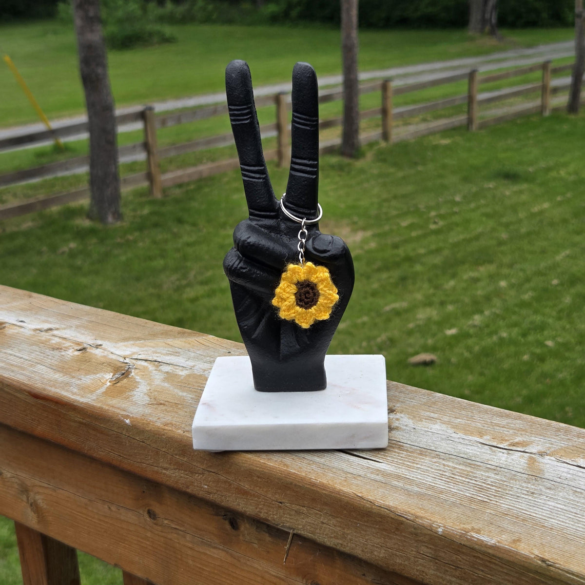 Crochet Mini Sunflower Keychain