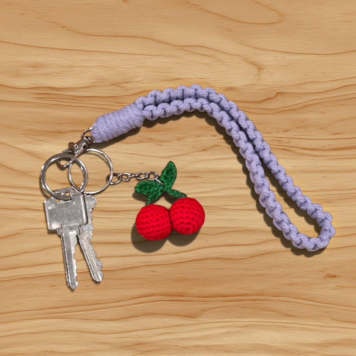 Crochet Mini Cherries Keychain