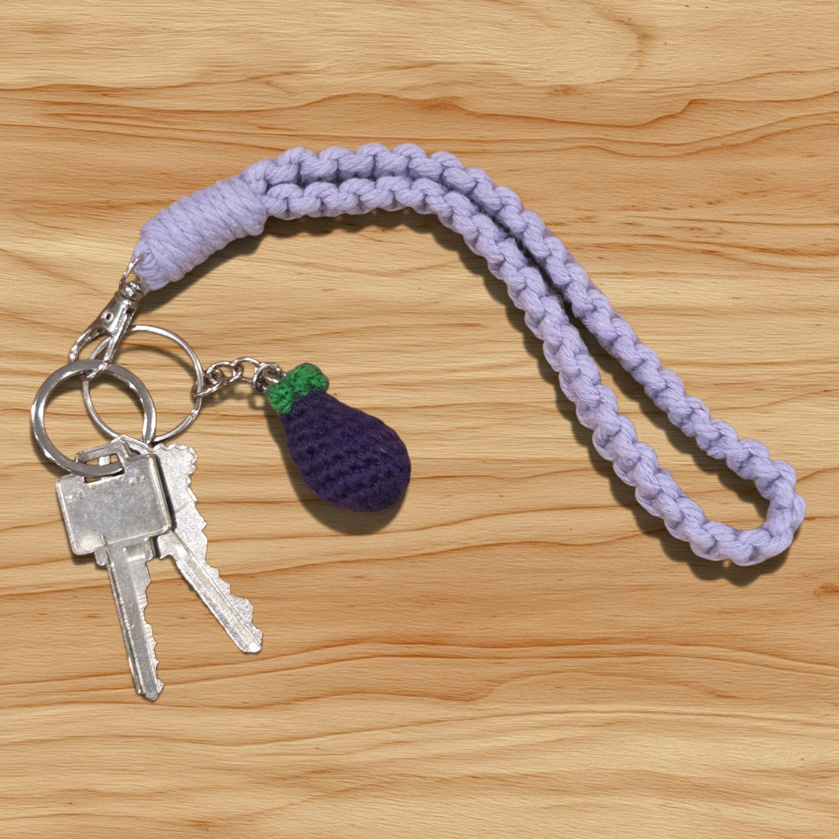 Crochet Mini Eggplant Keychain