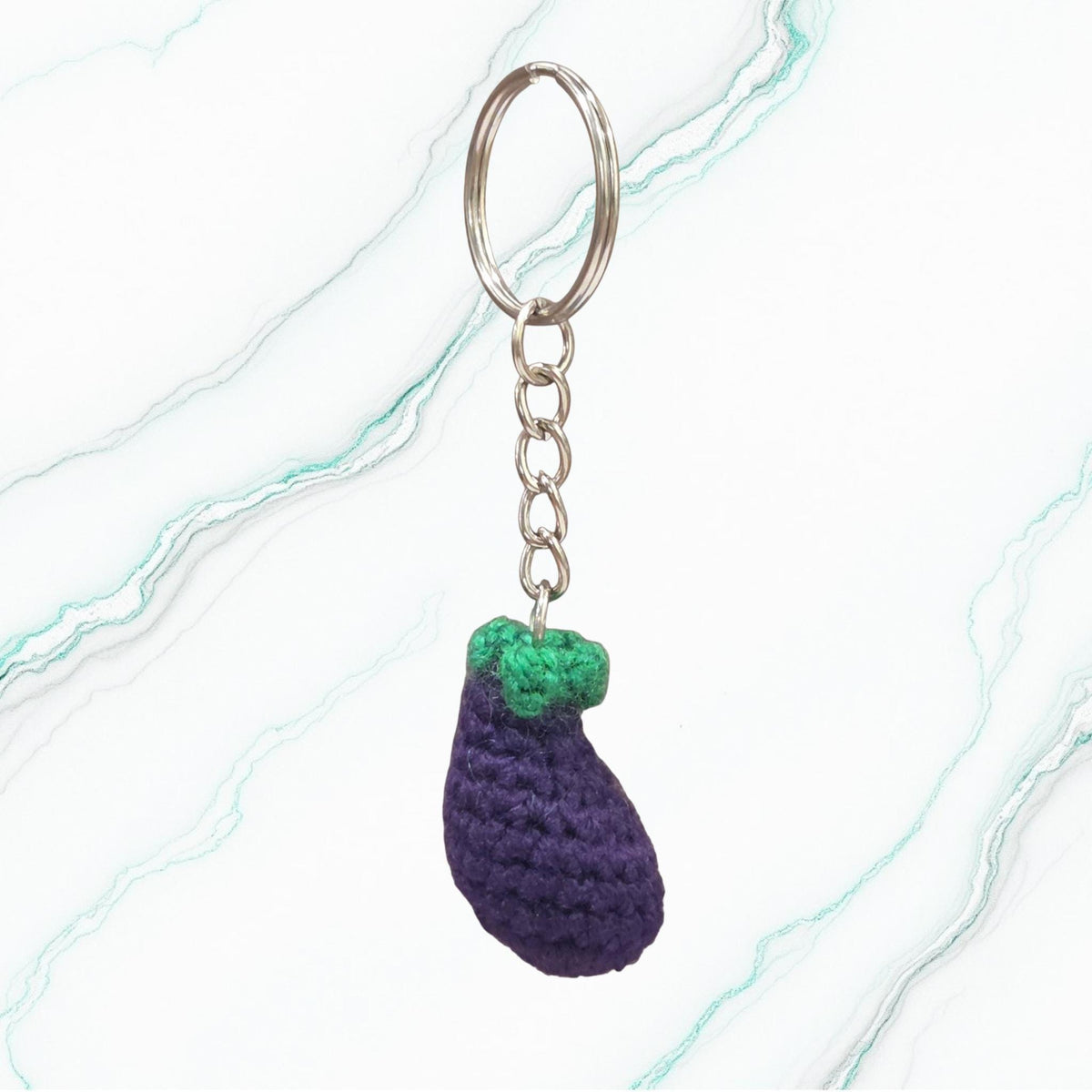Crochet Mini Eggplant Keychain