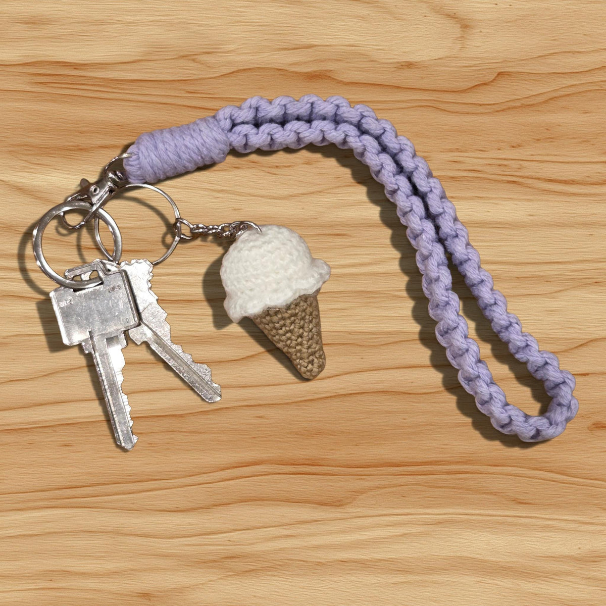 Crochet Mini Ice Cream Cone Keychain (multiple colour options)