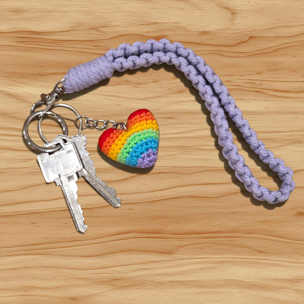 Crochet Mini Rainbow/LGBTQ Pride Heart Keychain