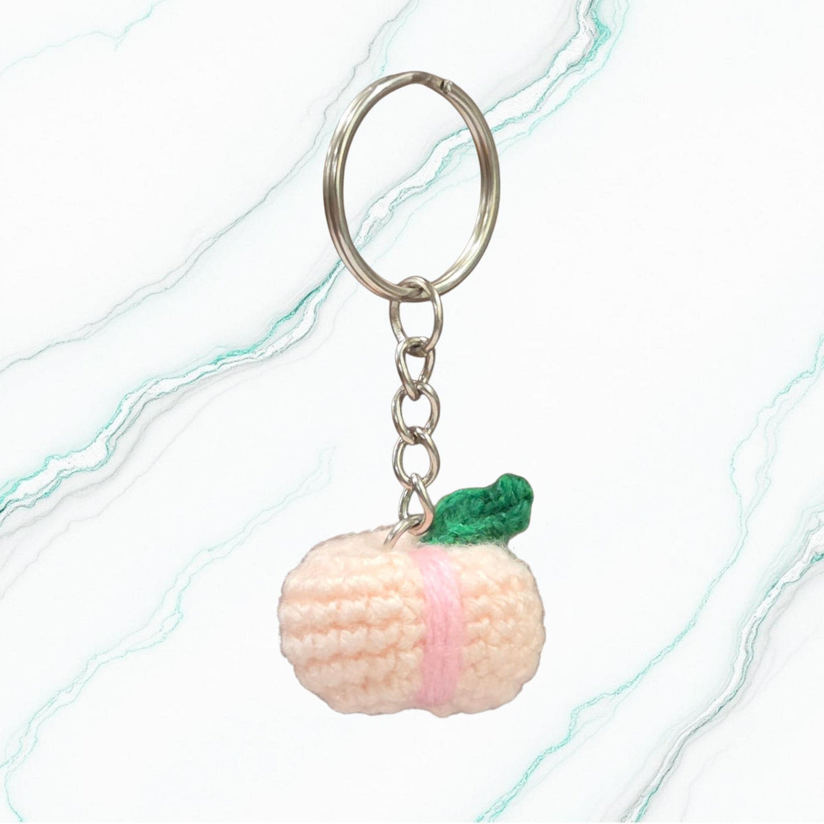 Crochet Mini Peach Keychain