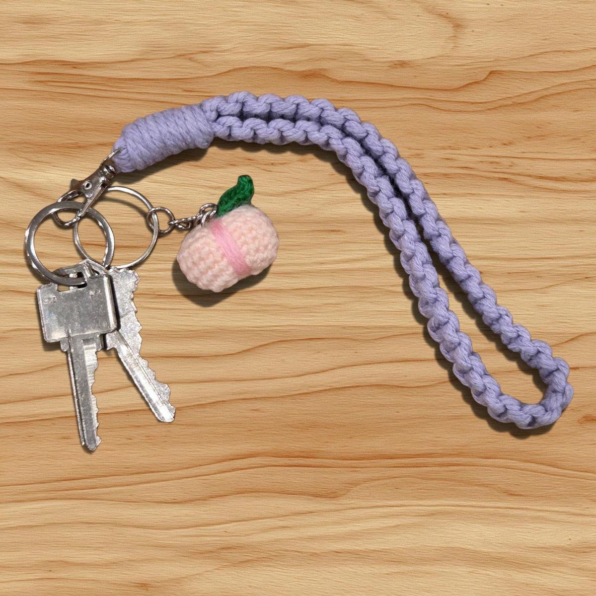 Crochet Mini Peach Keychain