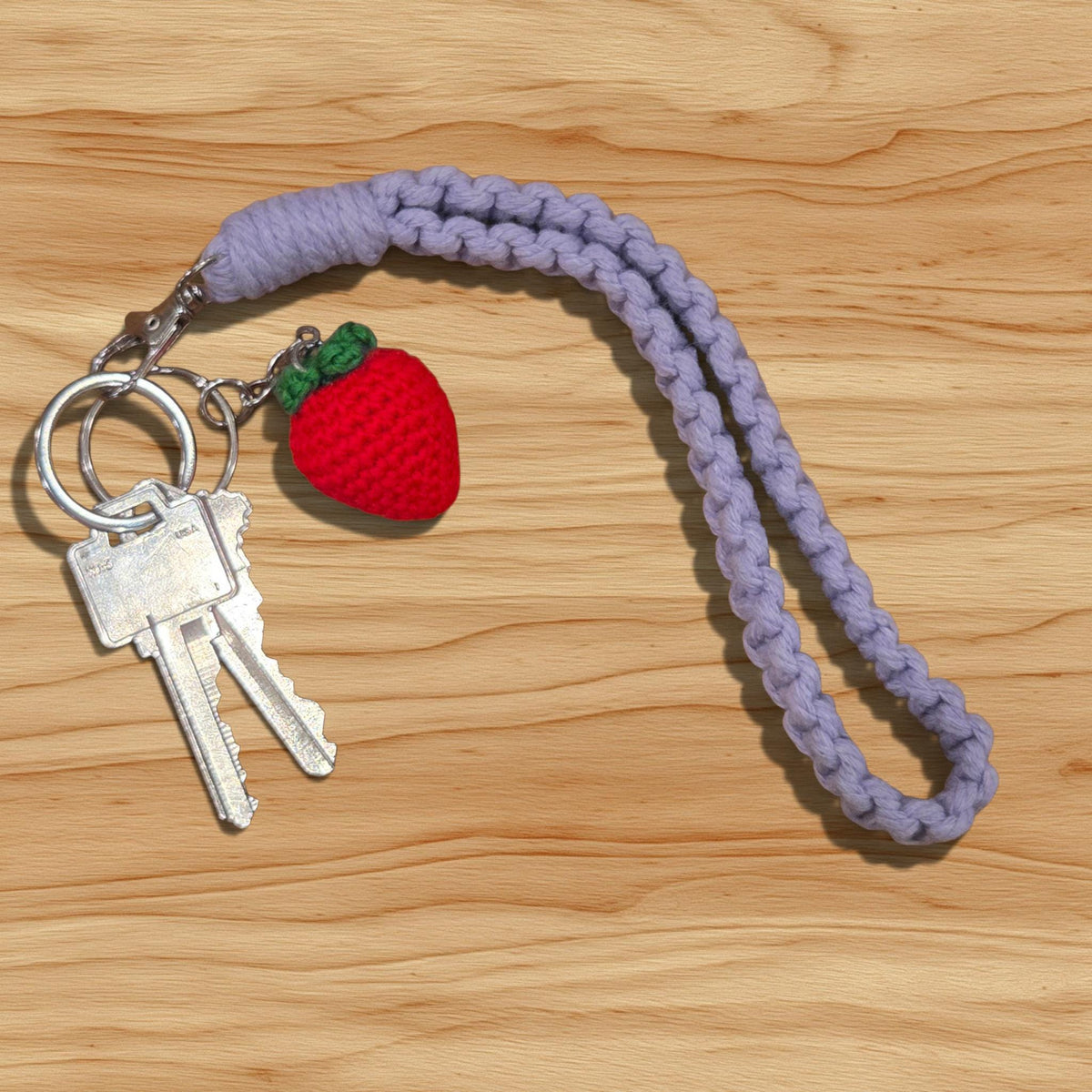 Crochet Mini Strawberry Keychain