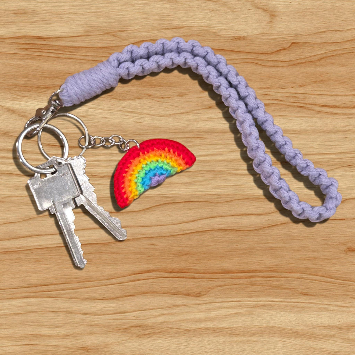 Crochet Mini Rainbow Keychain