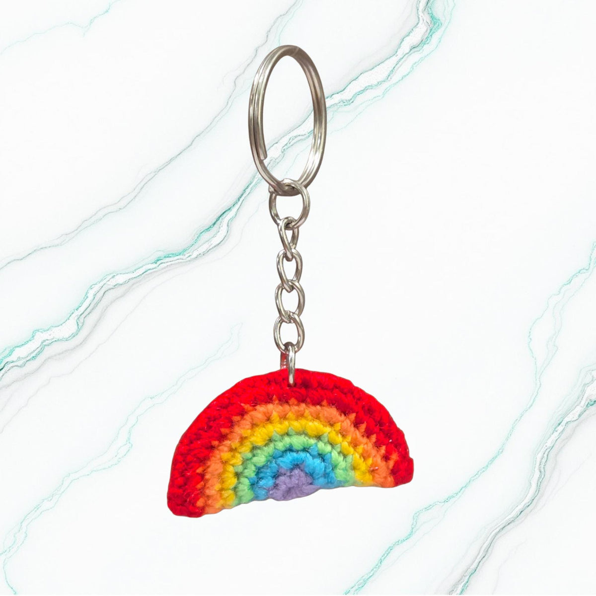 Crochet Mini Rainbow Keychain