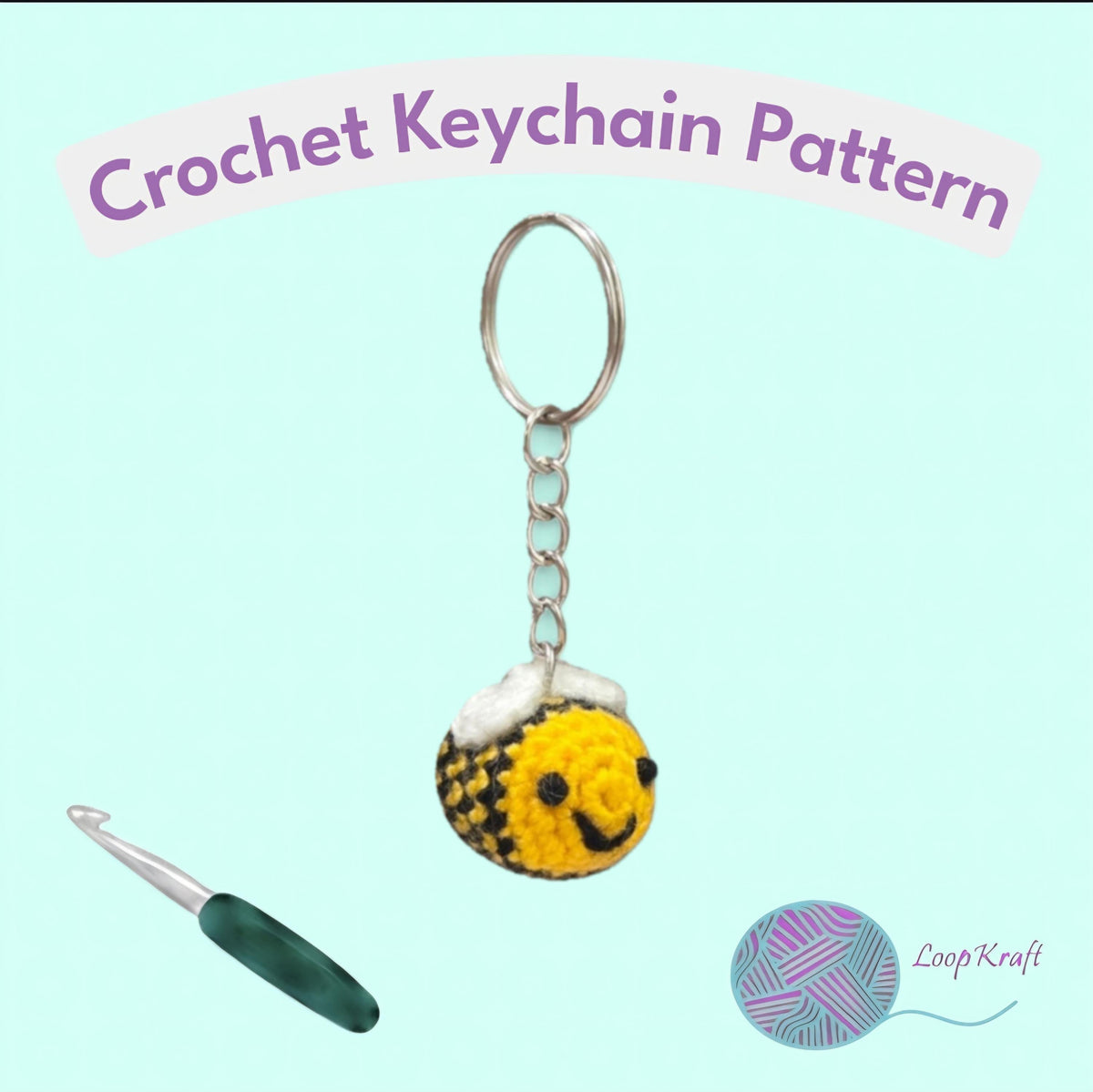 Crochet Mini Bee Keychain PDF Pattern Download