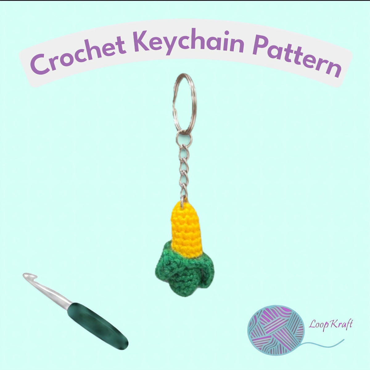 Crochet Mini Corn Keychain PDF Pattern Download