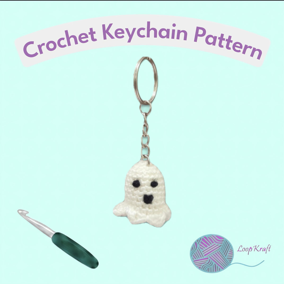 Crochet Mini Ghost Keychain PDF Pattern Download