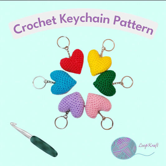 Crochet Mini Heart Keychain Pattern PDF Pattern Download