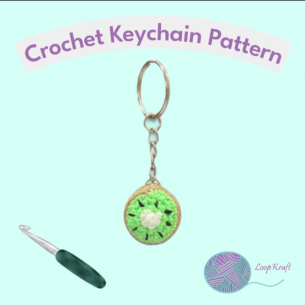 Crochet Mini Kiwi Keychain PDF Pattern Download