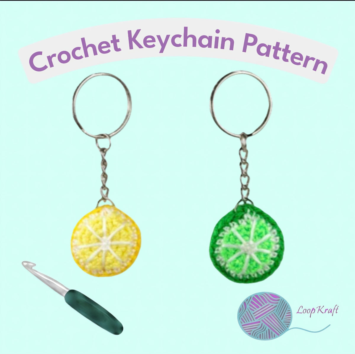 Crochet Mini Lemon/Lime Keychain PDF Pattern Download