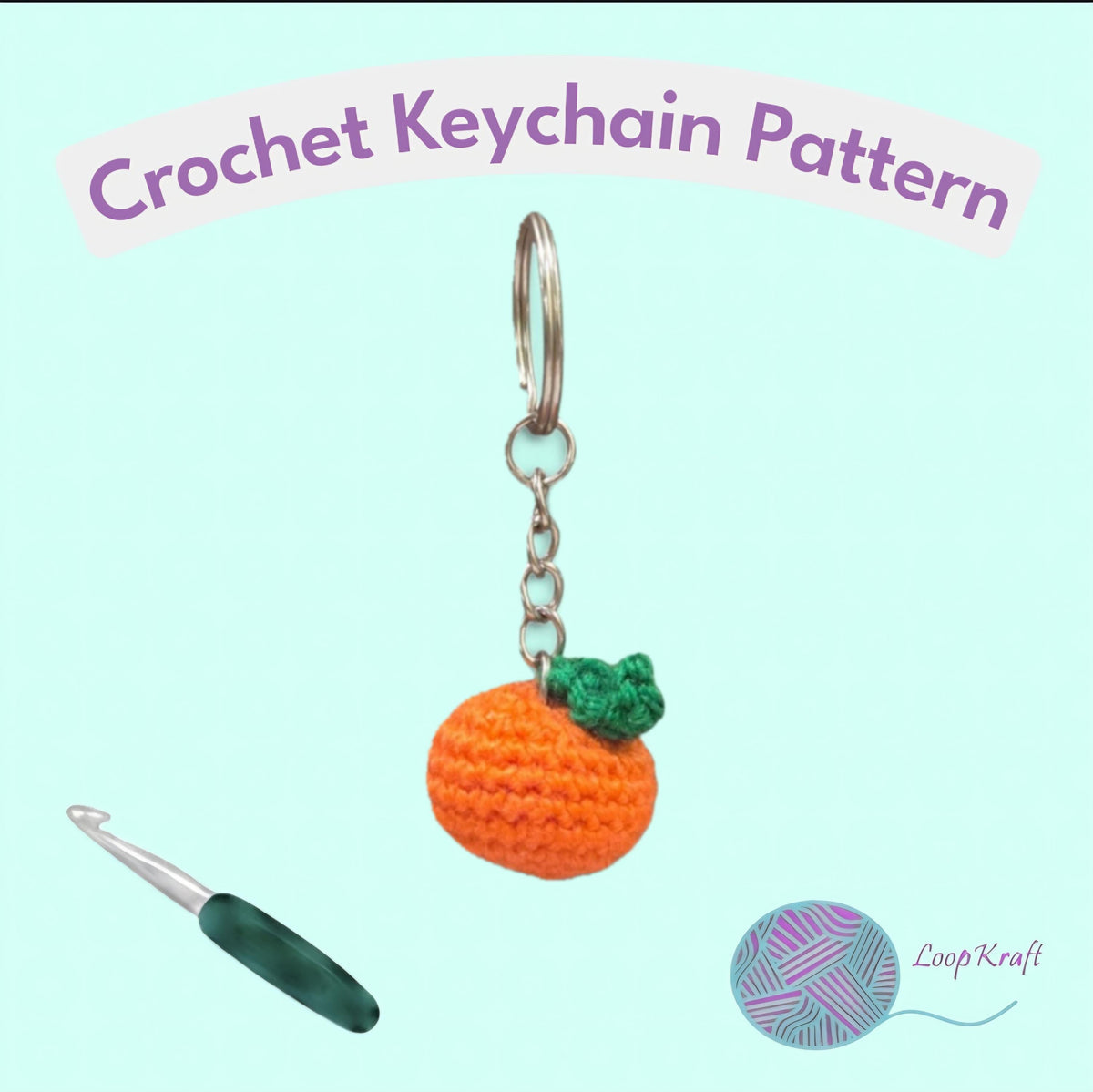 Crochet Mini Orange Keychain PDF Pattern Download