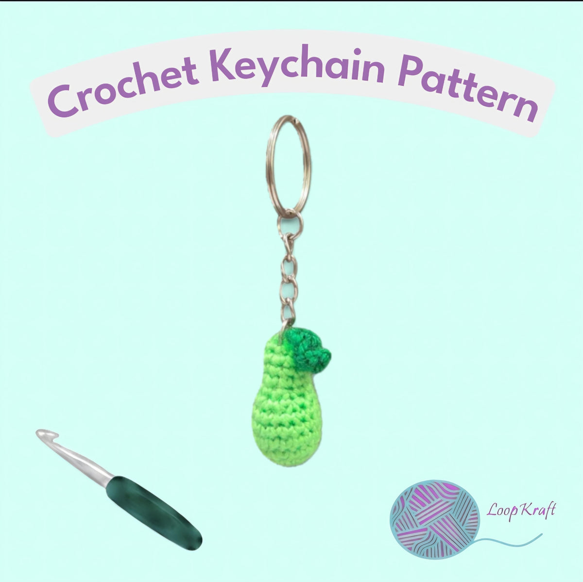 Crochet Mini Pear Keychain PDF Pattern Download