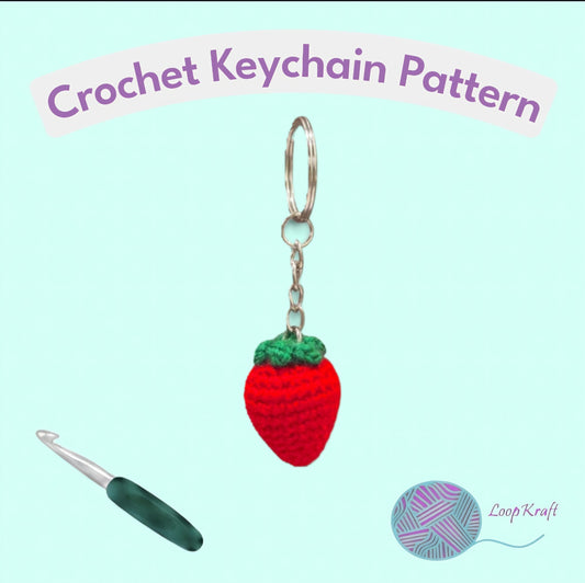 Crochet Mini Strawberry Keychain PDF Pattern Download