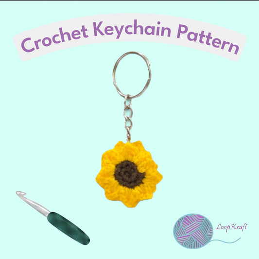 Crochet Mini Sunflower Keychain PDF Pattern Download