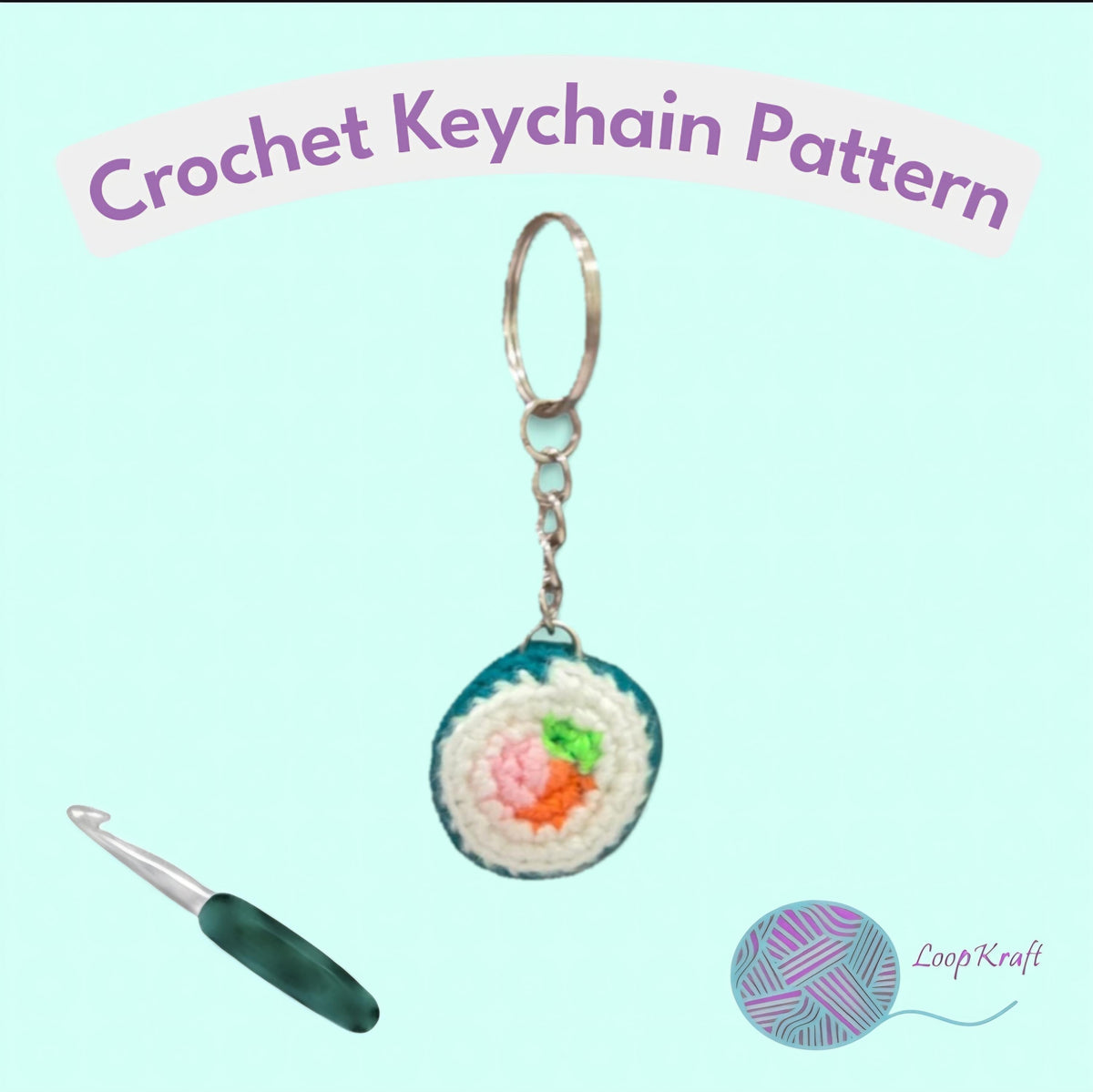 Crochet Mini Sushi Keychain PDF Pattern Download