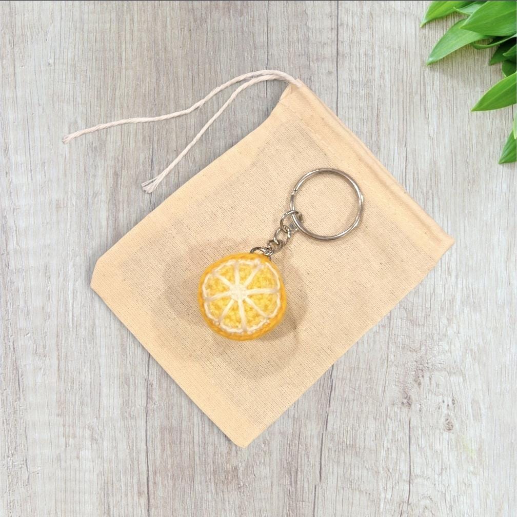 Crochet Mini Lemon Keychain