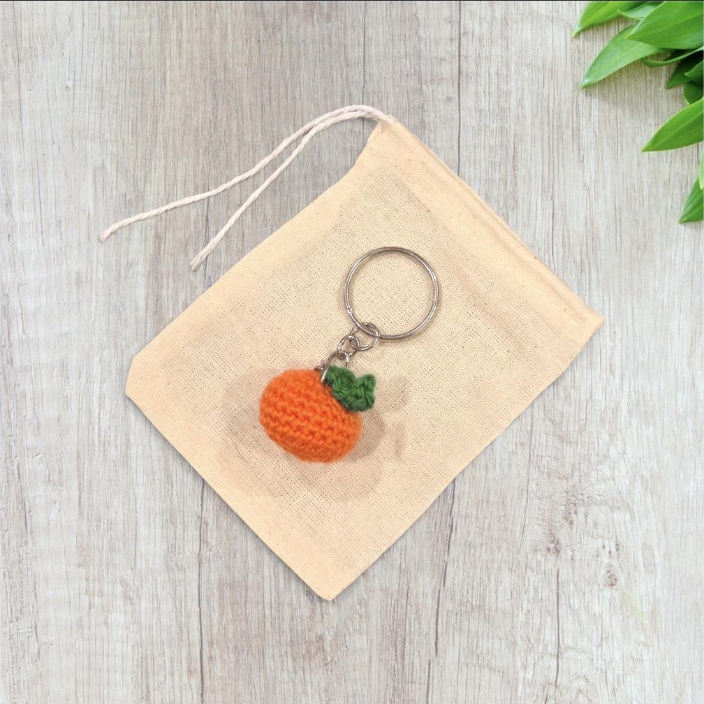 Crochet Mini Orange Keychain