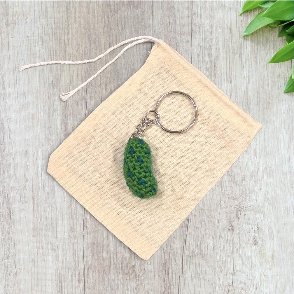 Crochet Mini Pickle Keychain