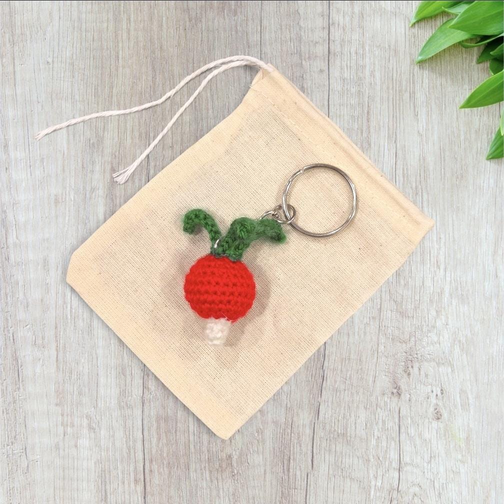 Crochet Mini Radish Keychain