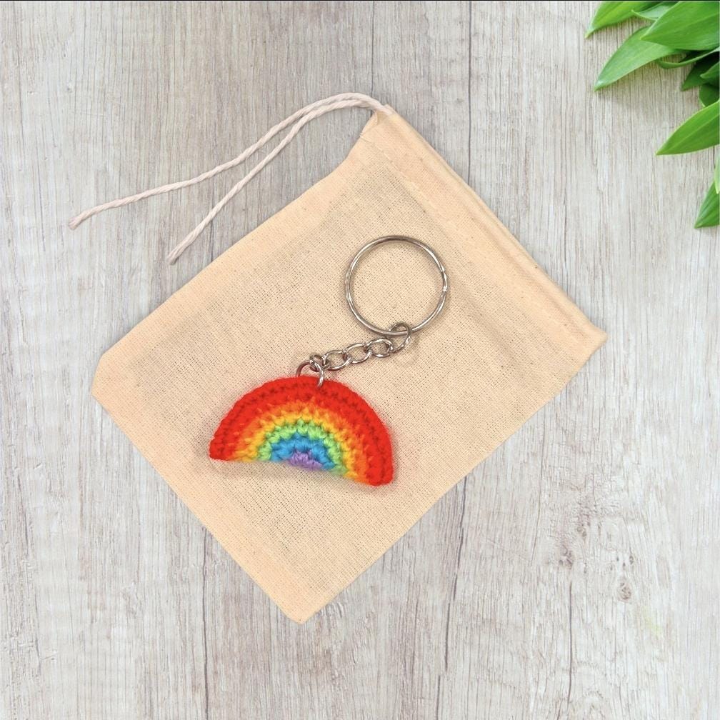 Crochet Mini Rainbow Keychain