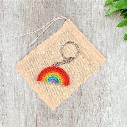 Crochet Mini Rainbow Keychain