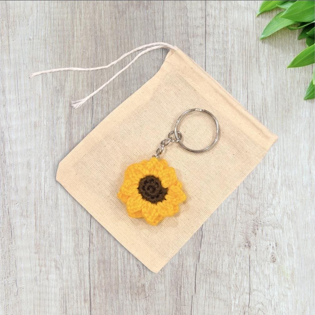 Crochet Mini Sunflower Keychain