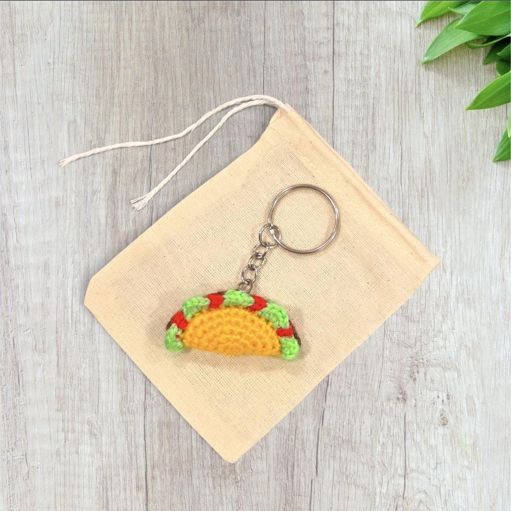 Crochet Mini Taco Keychain
