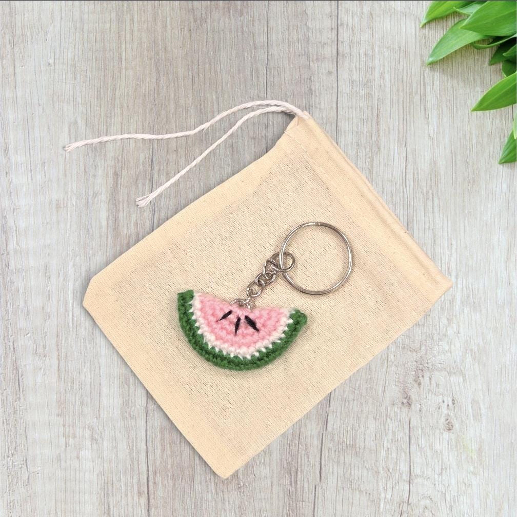Crochet Mini Watermelon Keychain