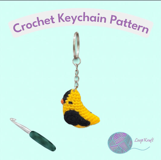 Crochet Mini Songbird Keychain PDF Pattern Download