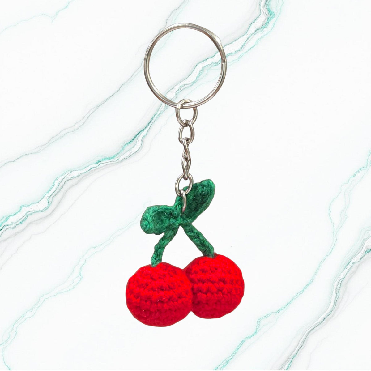 Crochet Mini Cherries Keychain