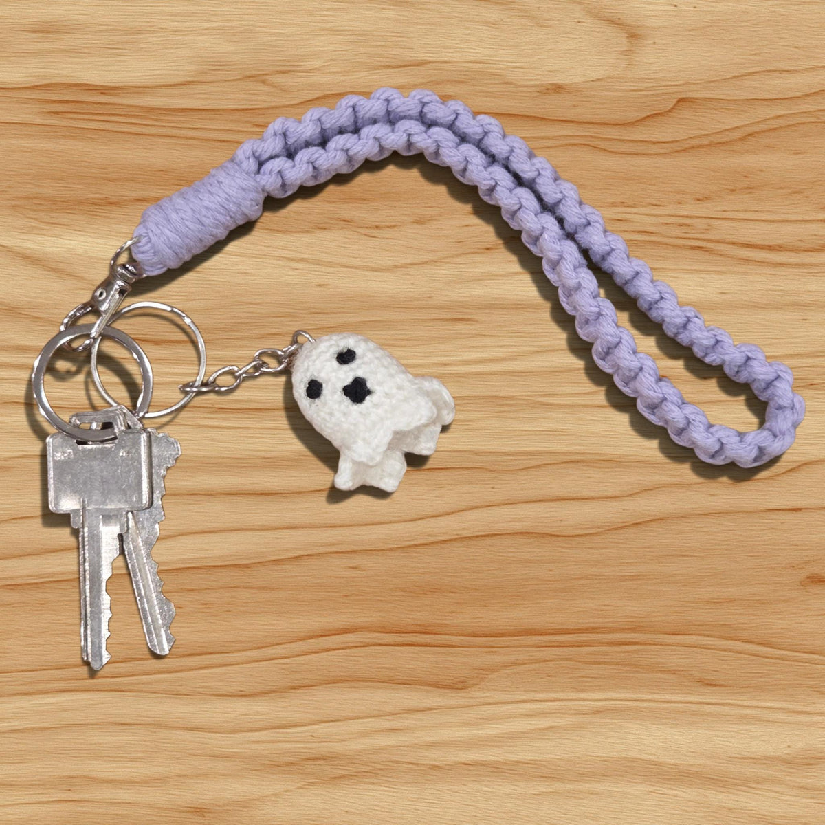 Crochet Mini Ghost Keychain