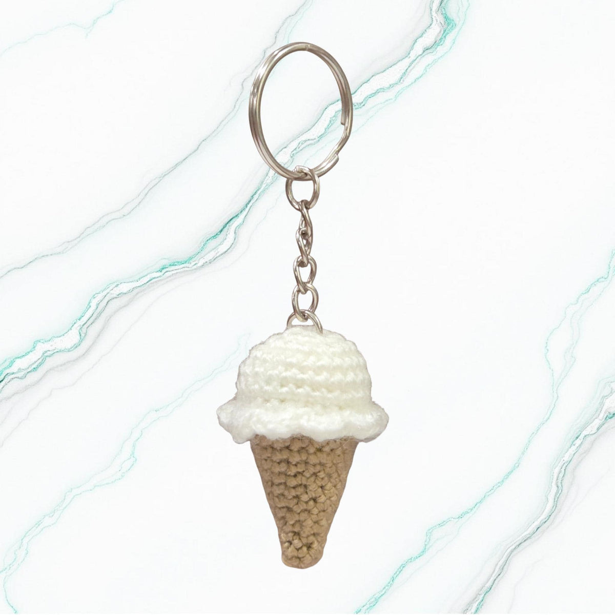 Crochet Mini Ice Cream Cone Keychain (multiple colour options)