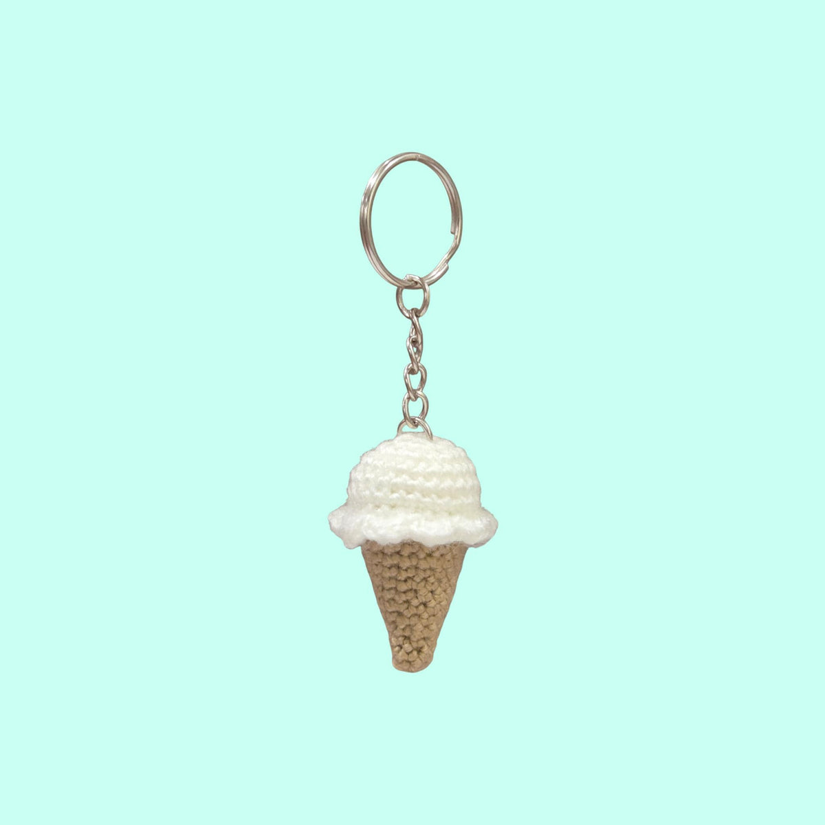 Crochet Mini Ice Cream Cone Keychain PDF Pattern Download
