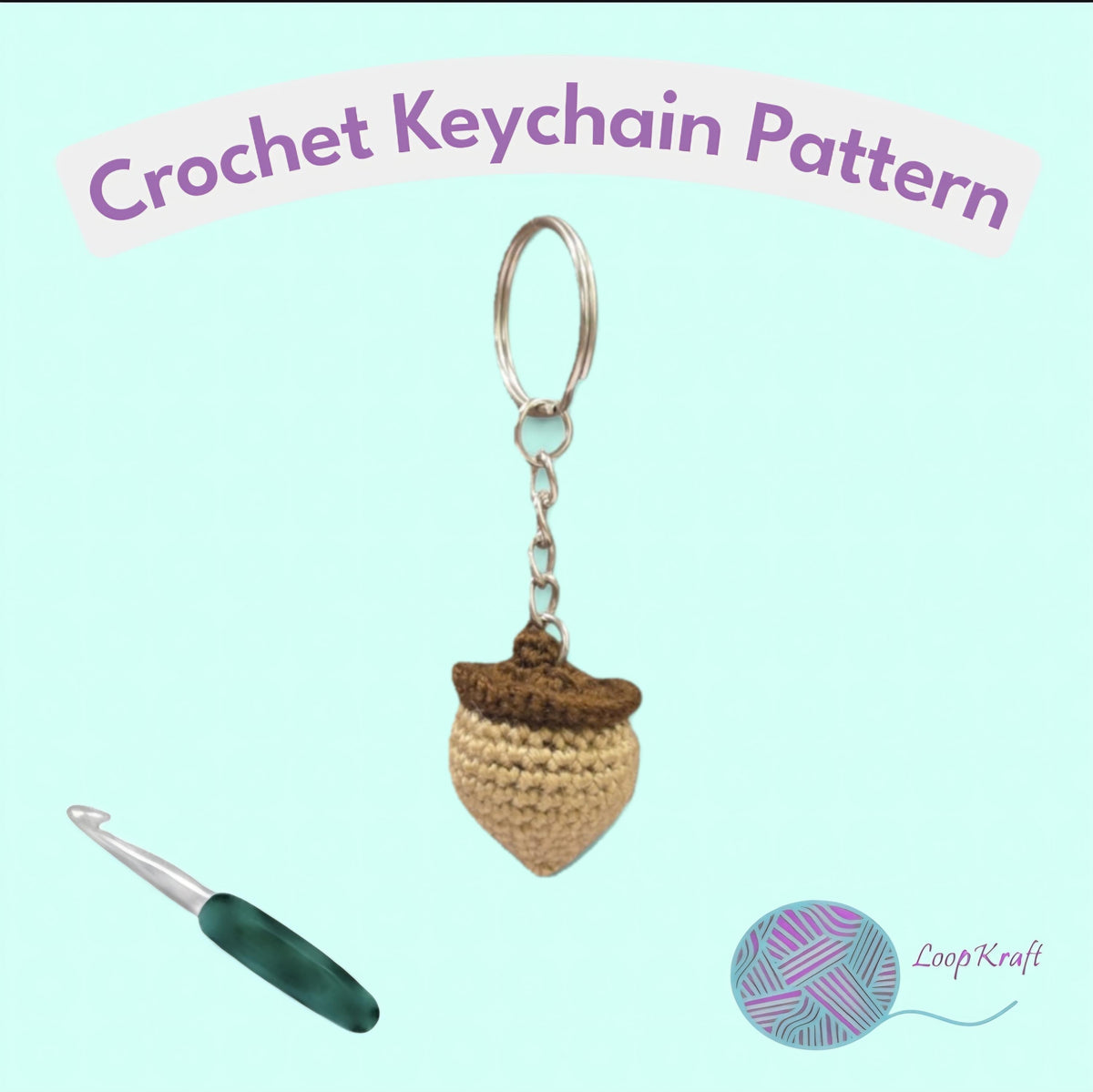 Crochet Mini Acorn Keychain PDF Pattern Download