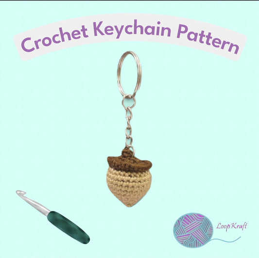 Crochet Mini Acorn Keychain PDF Pattern Download