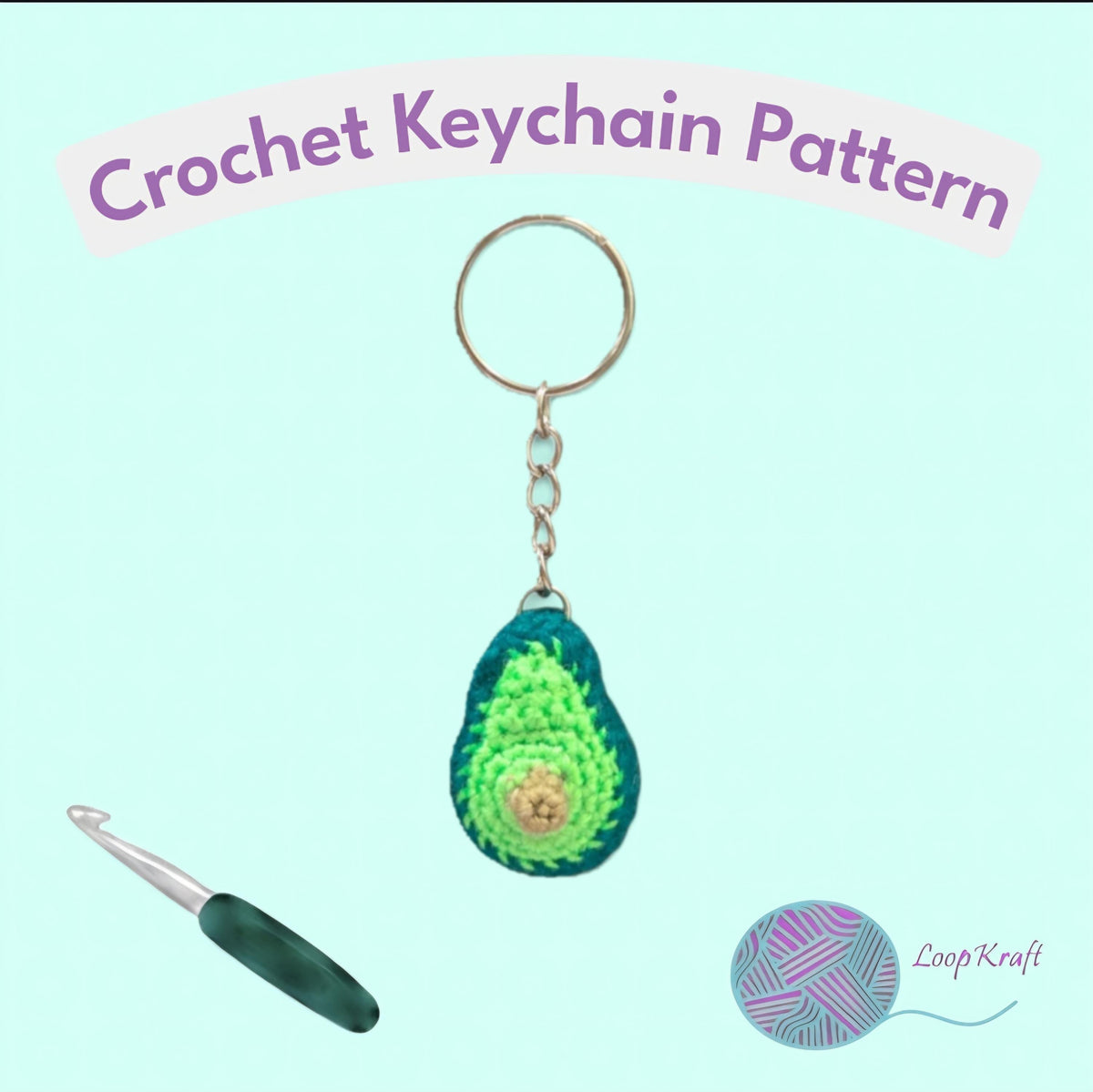 Crochet Mini Avocado Keychain PDF Pattern Download