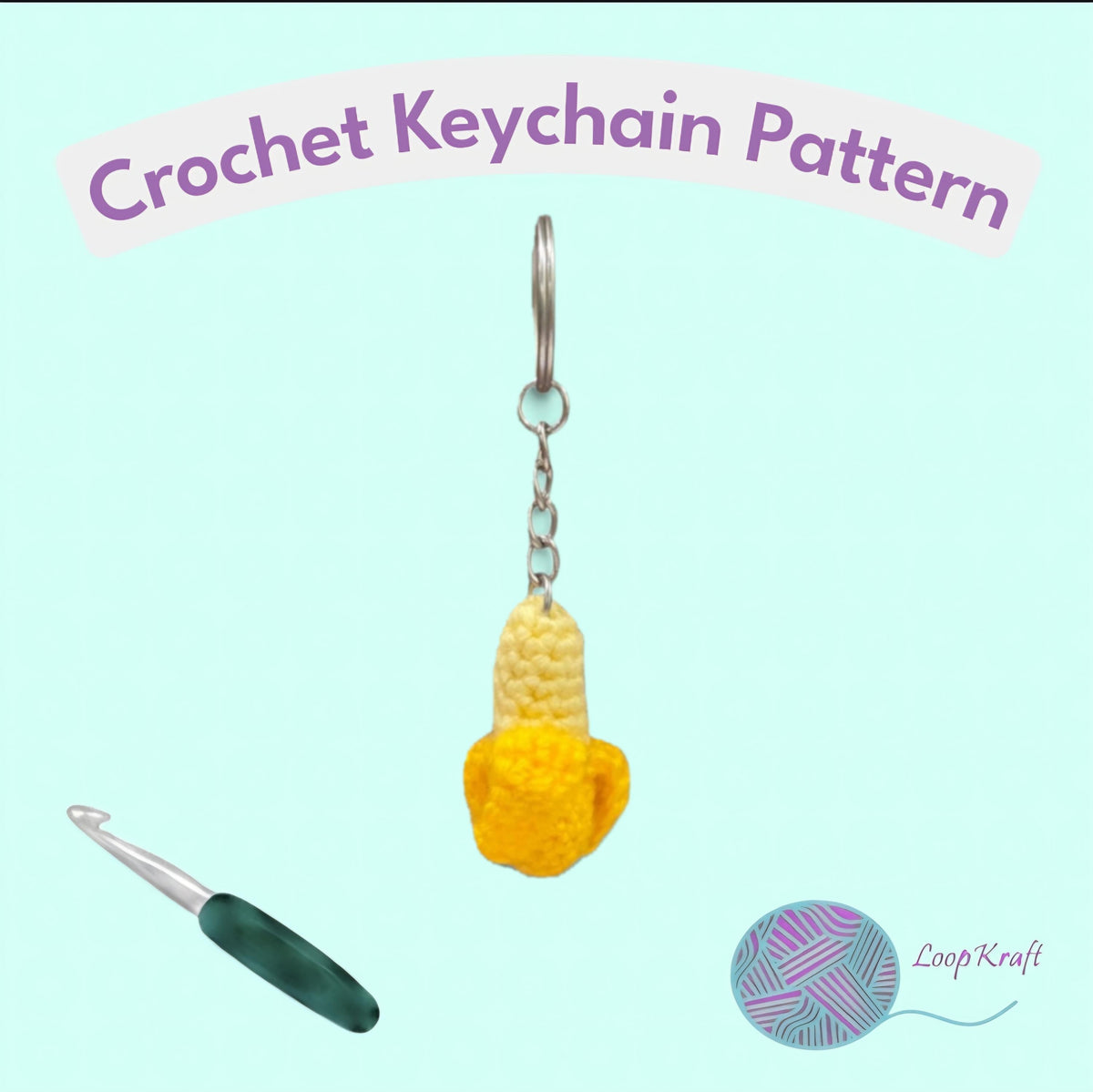 Crochet Mini Banana Keychain PDF Pattern Download