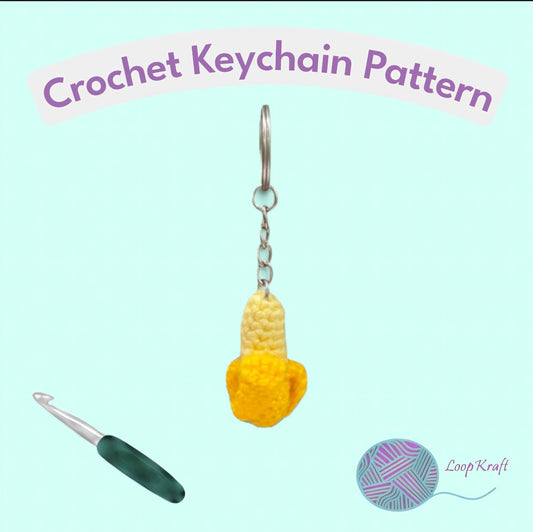 Crochet Mini Banana Keychain PDF Pattern Download