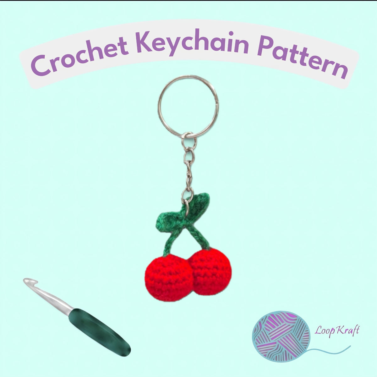 Crochet Mini Cherries Keychain PDF Pattern Download