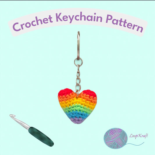 Crochet Mini Rainbow/LGBTQ Pride Heart Keychain PDF Pattern Download