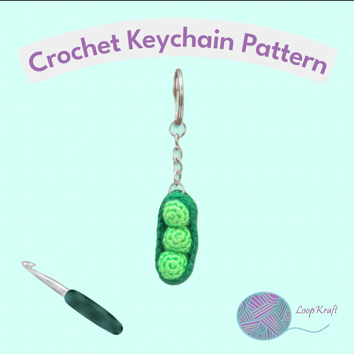 Crochet Mini Peas Keychain PDF Pattern Download