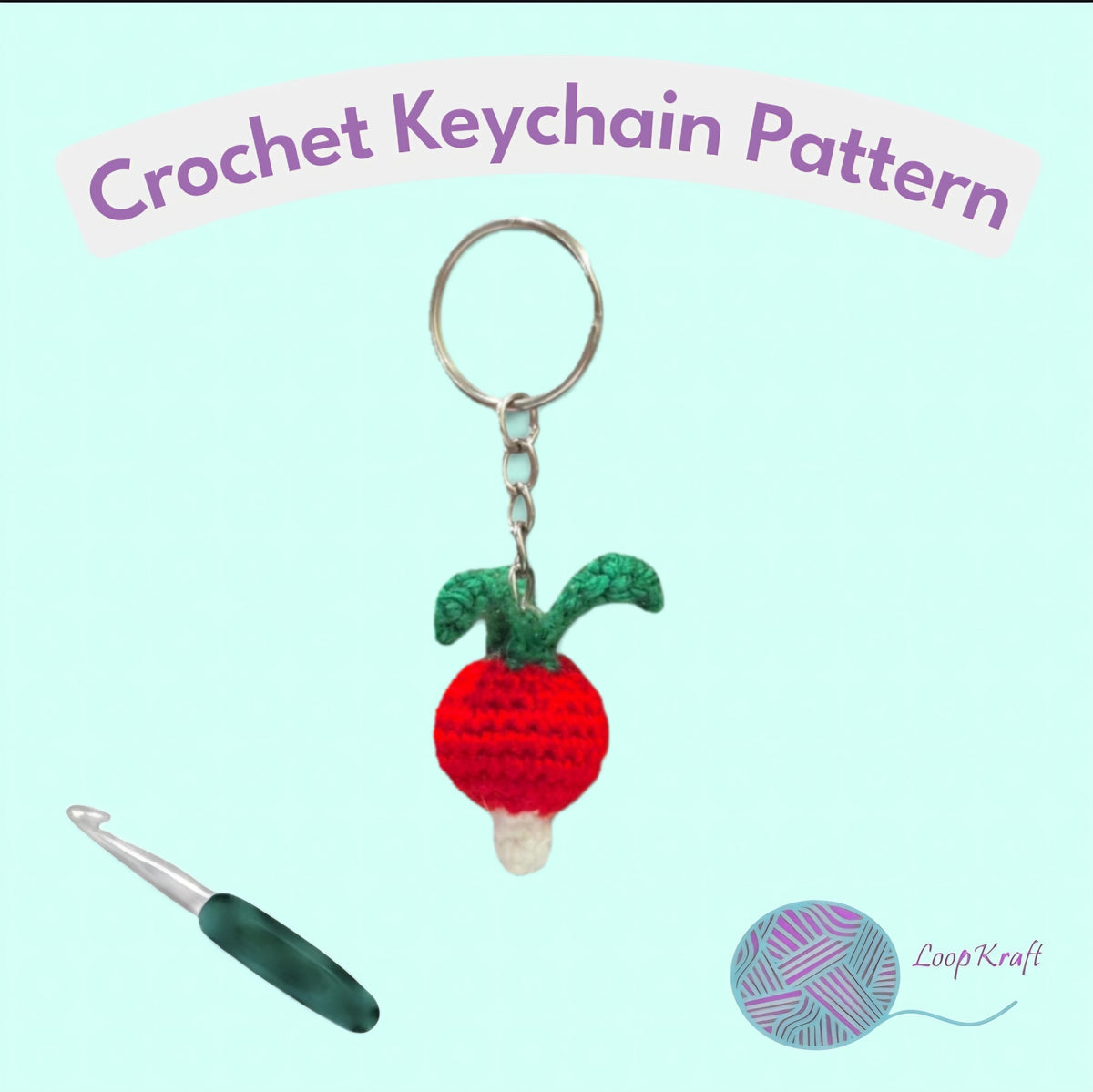 Crochet Mini Radish Keychain PDF Pattern Download