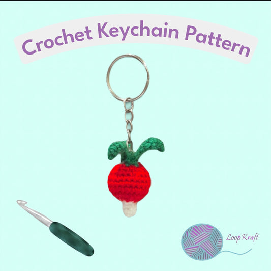 Crochet Mini Radish Keychain PDF Pattern Download