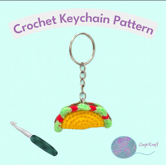 Crochet Mini Taco Keychain PDF Pattern Download