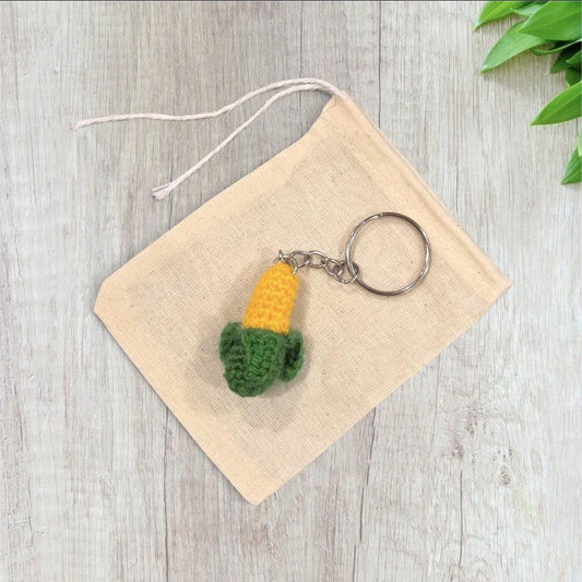Crochet Mini Corn Keychain